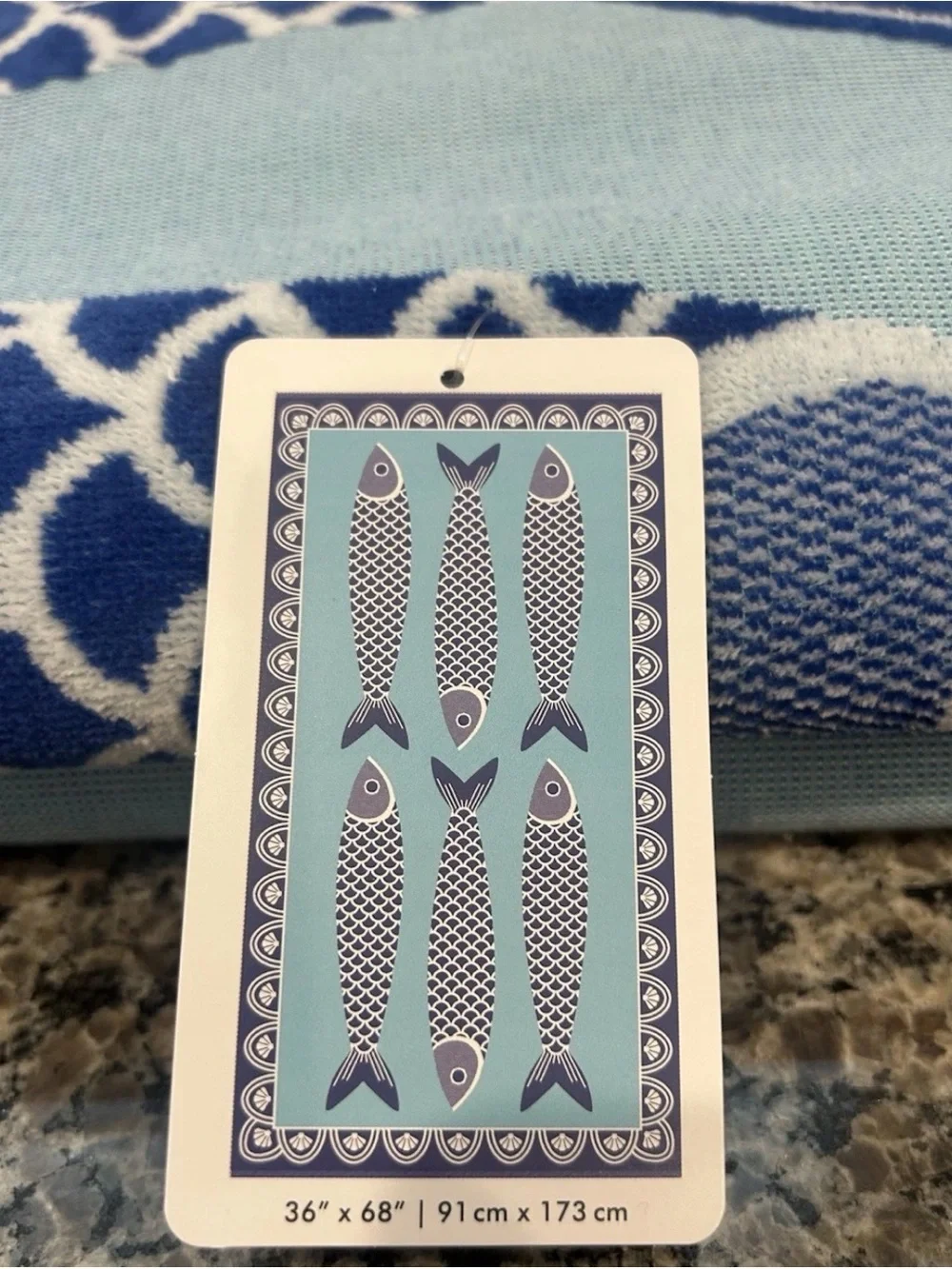 COMMON THREAD OVERSIZED Blue Sardine BEACH Towel 36